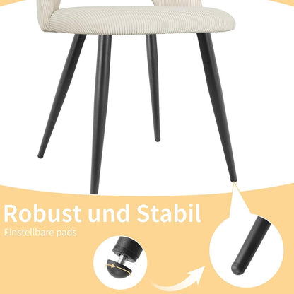 Esszimmerstühle 8er Set, Beige Kordsamt, Ergonomisch & Robust