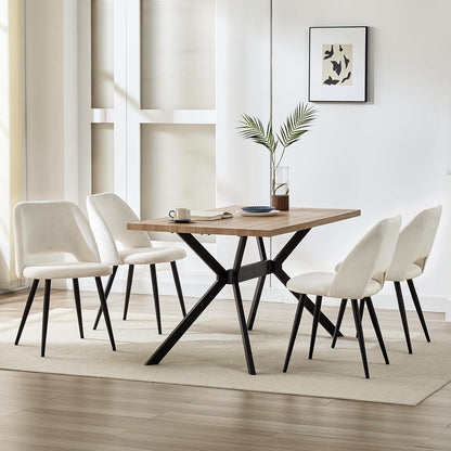 Esszimmerstühle 8er Set, Beige Kordsamt, Ergonomisch & Robust