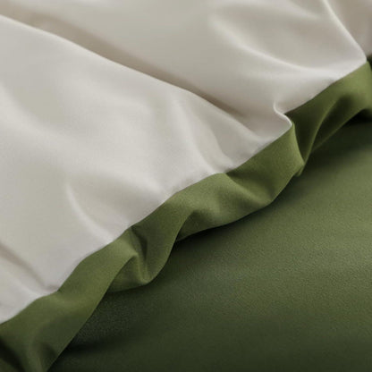 Bettwäsche-Set 155x220 2-teilig Olivgrün Beige Wendebettwäsche Mikrofaser