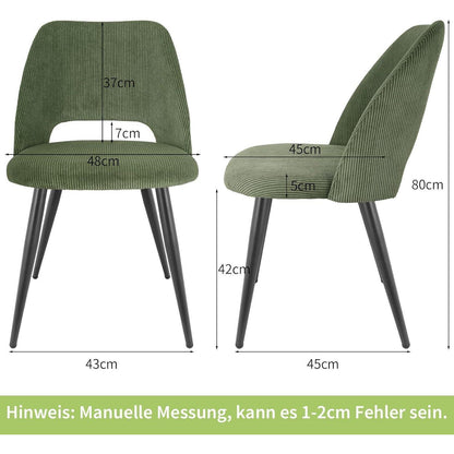 Esszimmerstühle 6er Set Kordsamt Gepolstert Grün