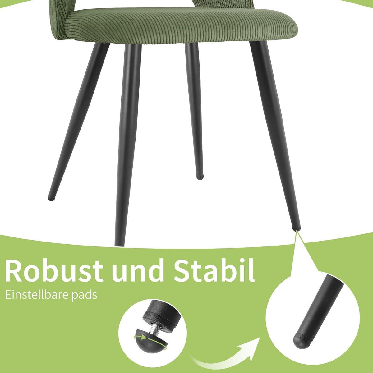 Esszimmerstühle 6er Set Kordsamt Gepolstert Grün