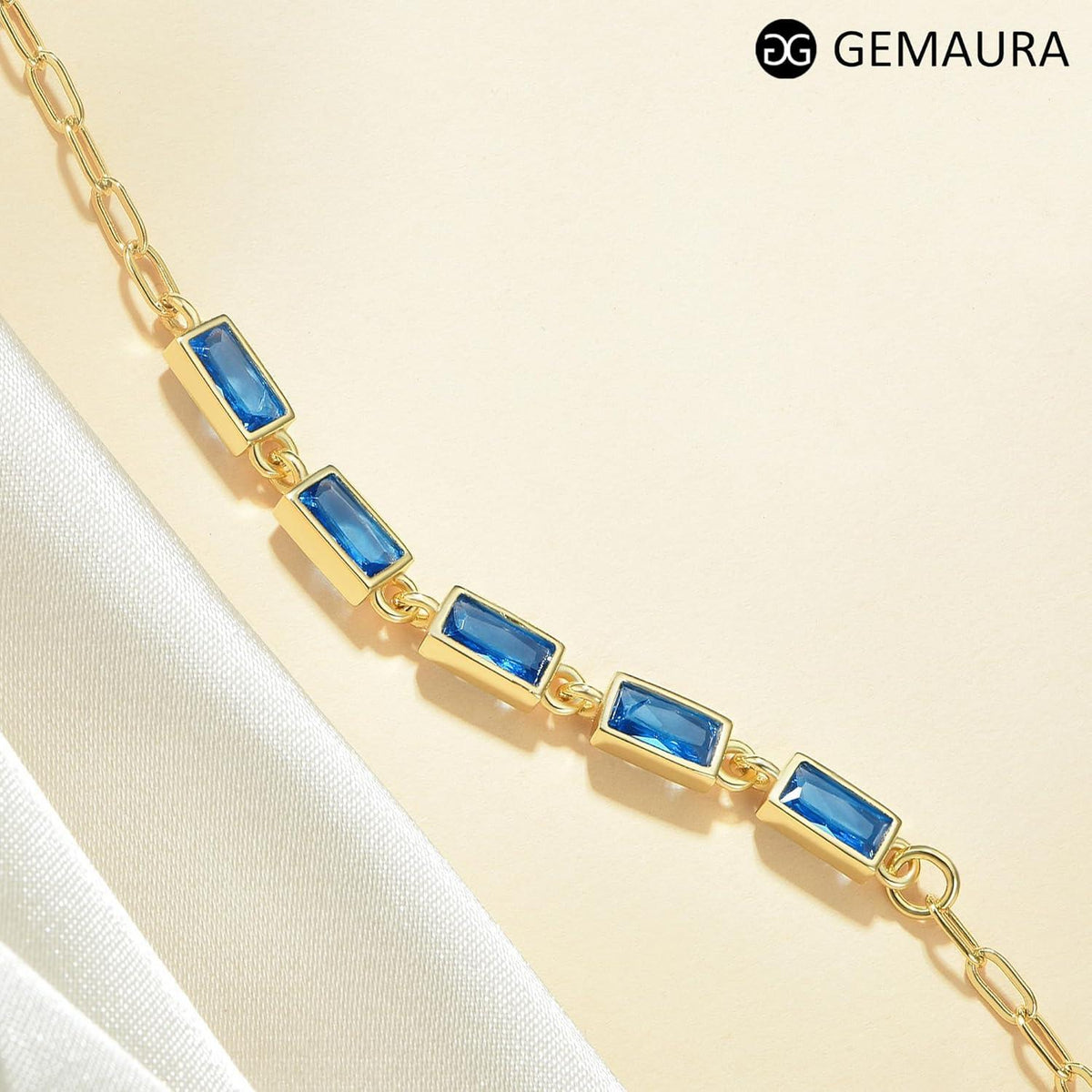 Armband Set Gold Silber 925 Damen Zirkonia 14K Blau-Gold
