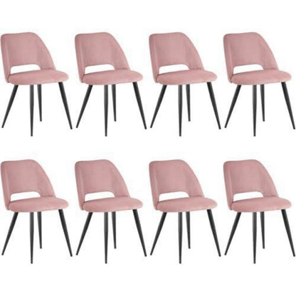 8 Esszimmerstühle Rosa Kordsamt Gepolstert, Ergonomisch & Robust