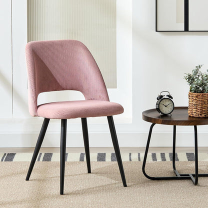 8 Esszimmerstühle Rosa Kordsamt Gepolstert, Ergonomisch & Robust