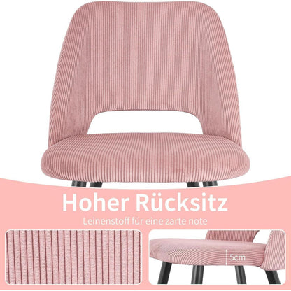 8 Esszimmerstühle Rosa Kordsamt Gepolstert, Ergonomisch & Robust