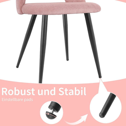 8 Esszimmerstühle Rosa Kordsamt Gepolstert, Ergonomisch & Robust