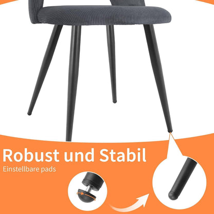 Esszimmerstühle 8er Set Schwarz, Kordsamt Gepolstert