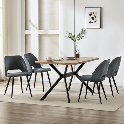 Esszimmerstühle 8er Set Schwarz, Kordsamt Gepolstert