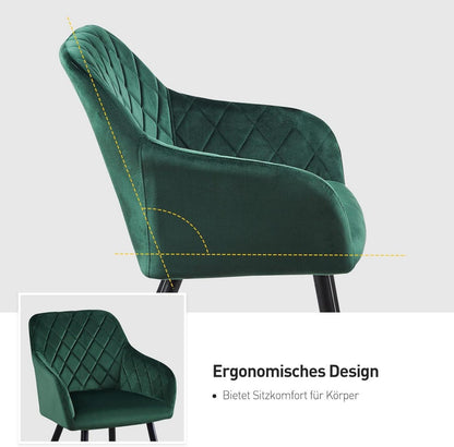 Esszimmerstühle 6er Set Samt Bezug Armlehne Metallbeine Polstersessel