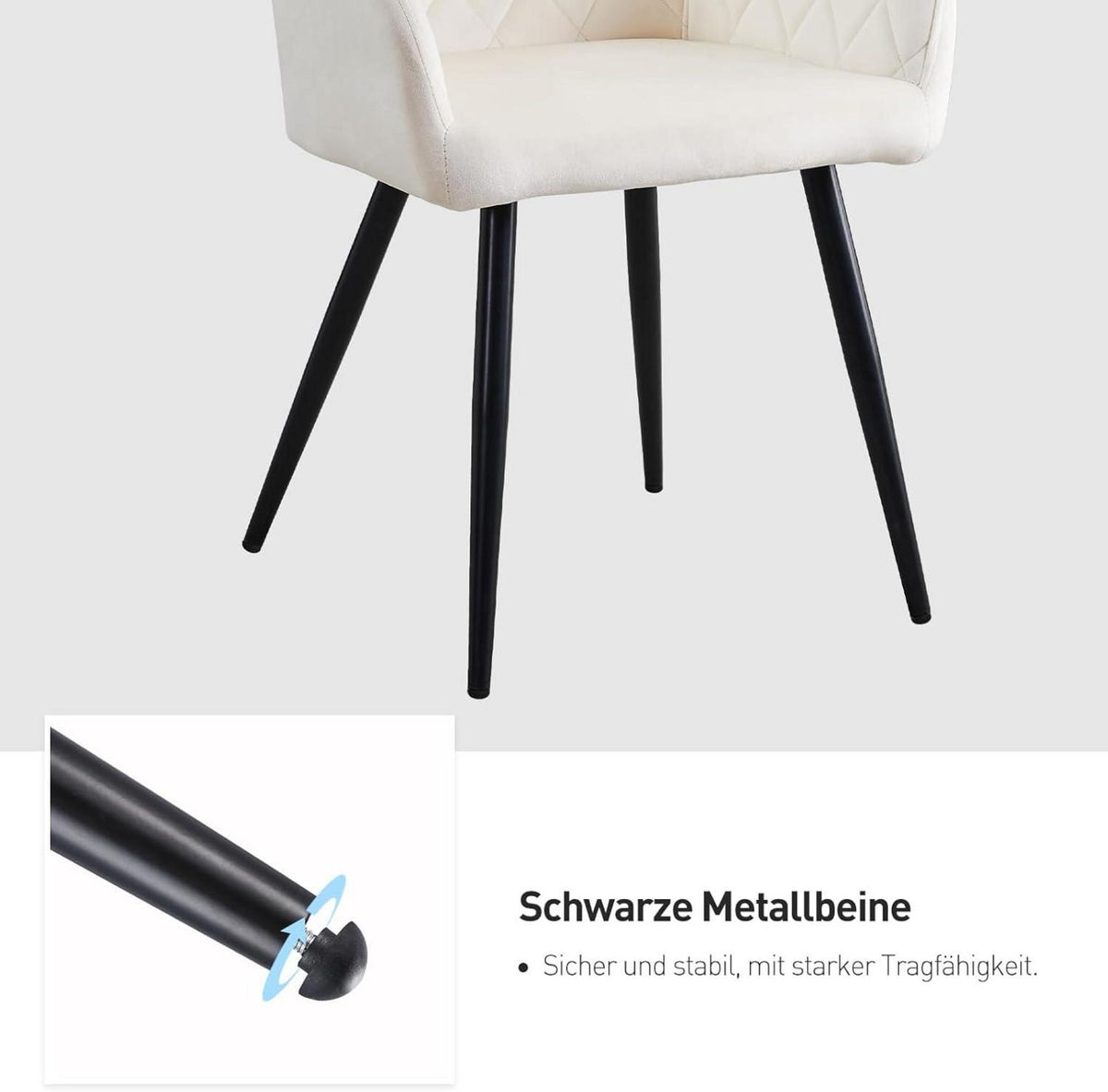 Esszimmerstühle 6er Set Samt Bezug Armlehne Metallbeine Polstersessel