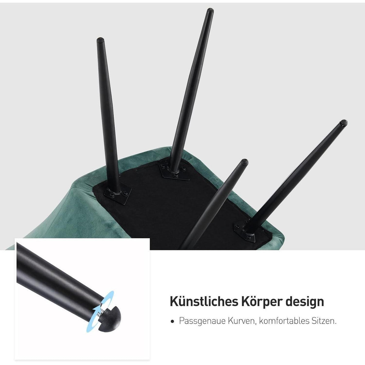 CLIPOP Esszimmerstühle 6er Set Samt Türkis mit Armlehne