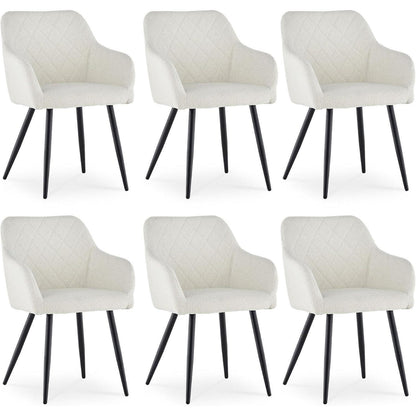 CLIPOP Esszimmerstühle 6er Set Teddy Bouclé Nebelweiß