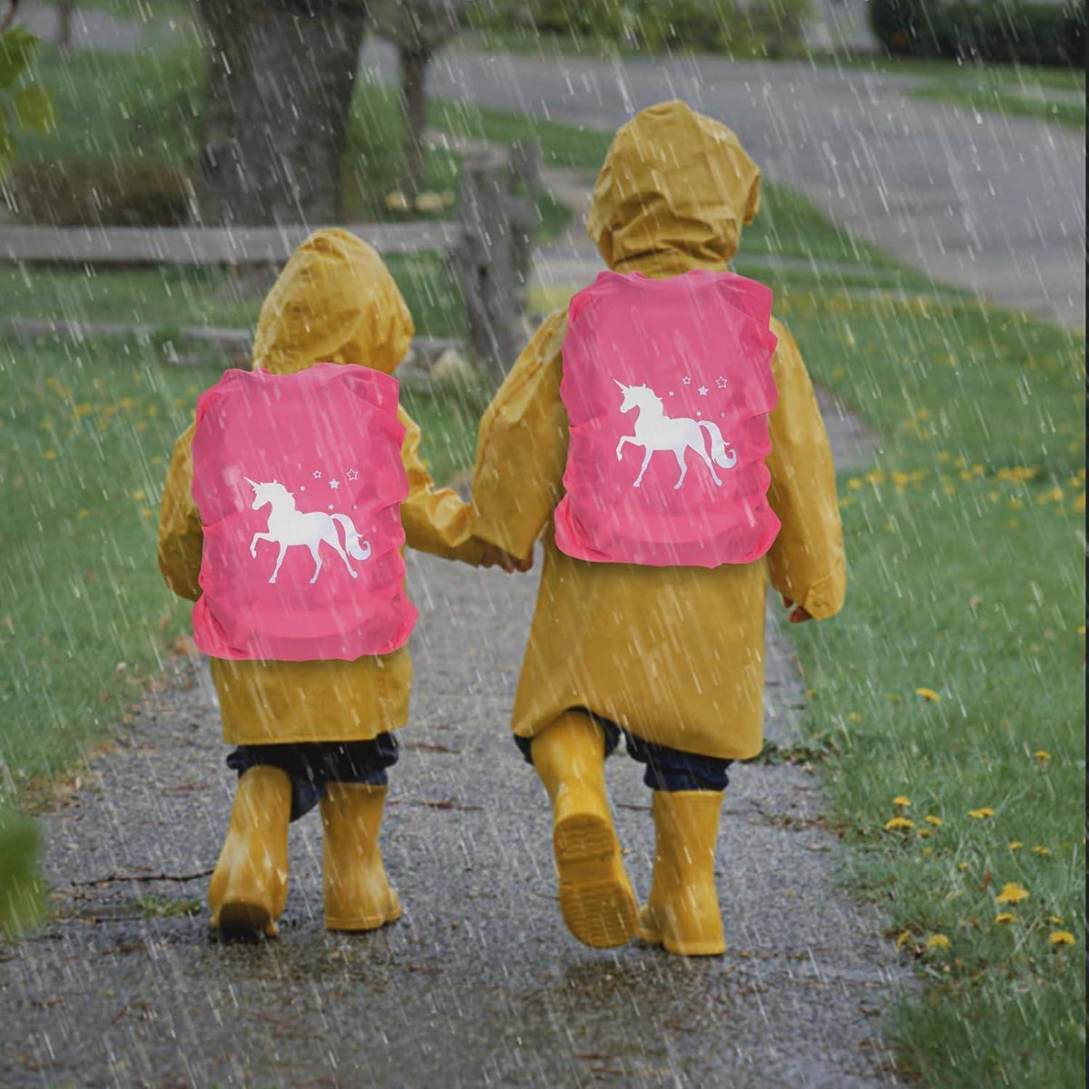 Kinder Regenhülle für Schulranzen, wasserdicht, reflektierend, Rosa