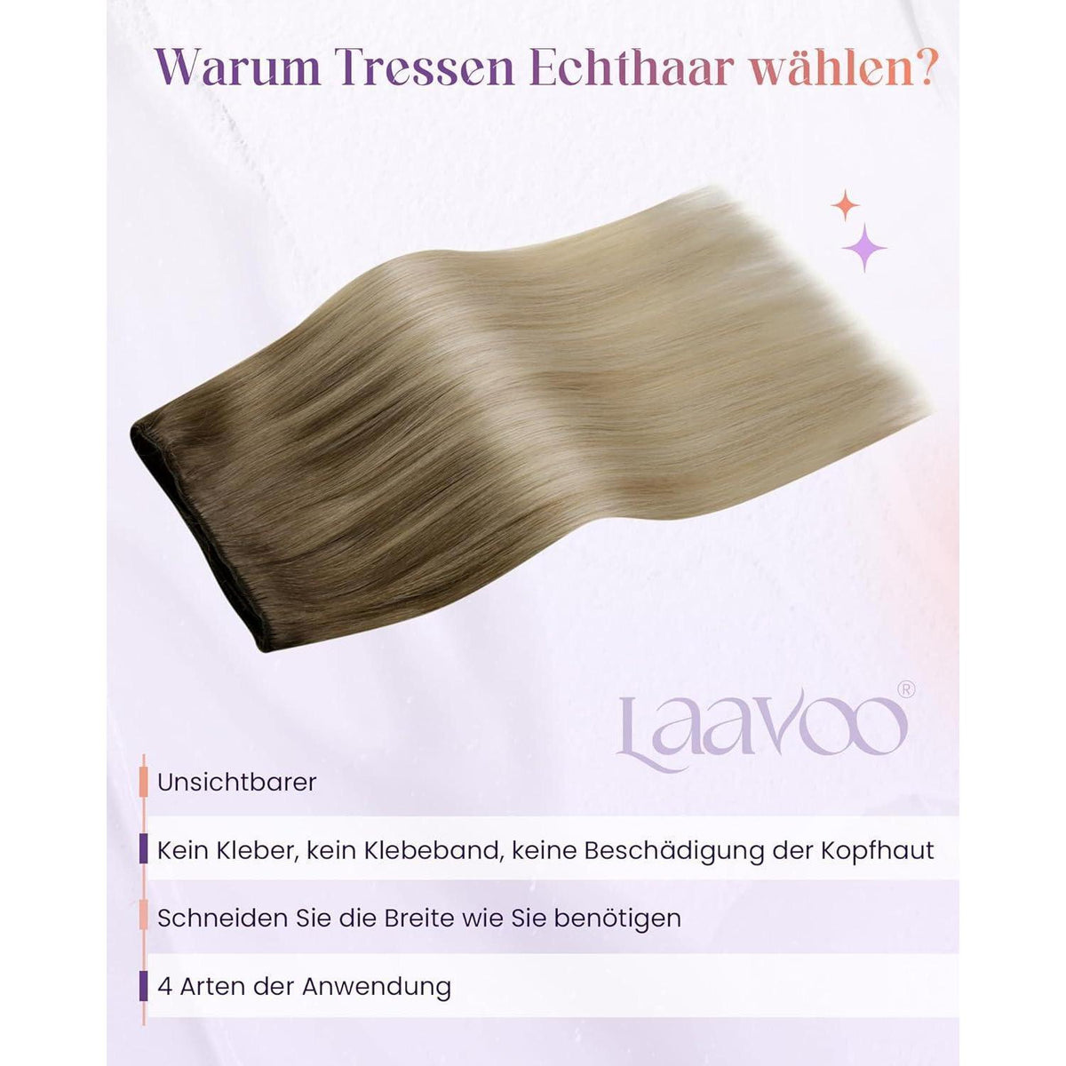 Echthaar Tressen Ombre Blond - Sew-in Weft 60cm