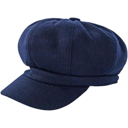 Vintage Damen Baskenmütze Wintermütze Marineblau