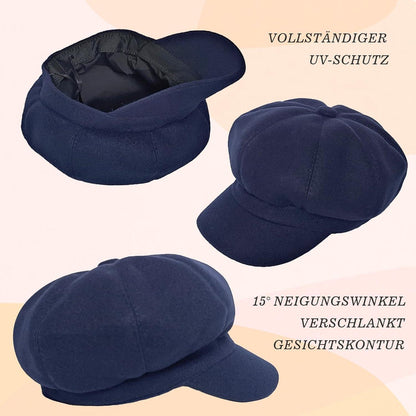 Vintage Damen Baskenmütze Wintermütze Marineblau