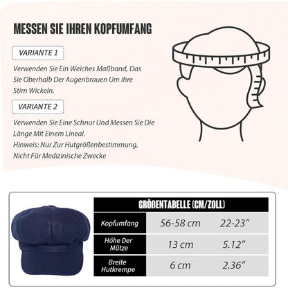 Vintage Damen Baskenmütze Wintermütze Marineblau