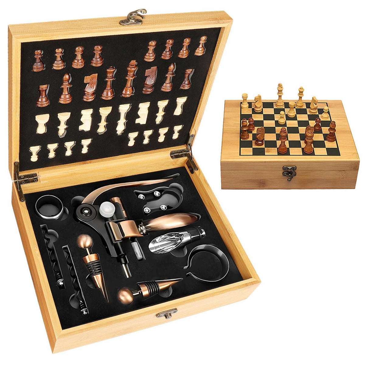Vintage Weinkorkenzieher Set mit Holzkiste & Zubehör