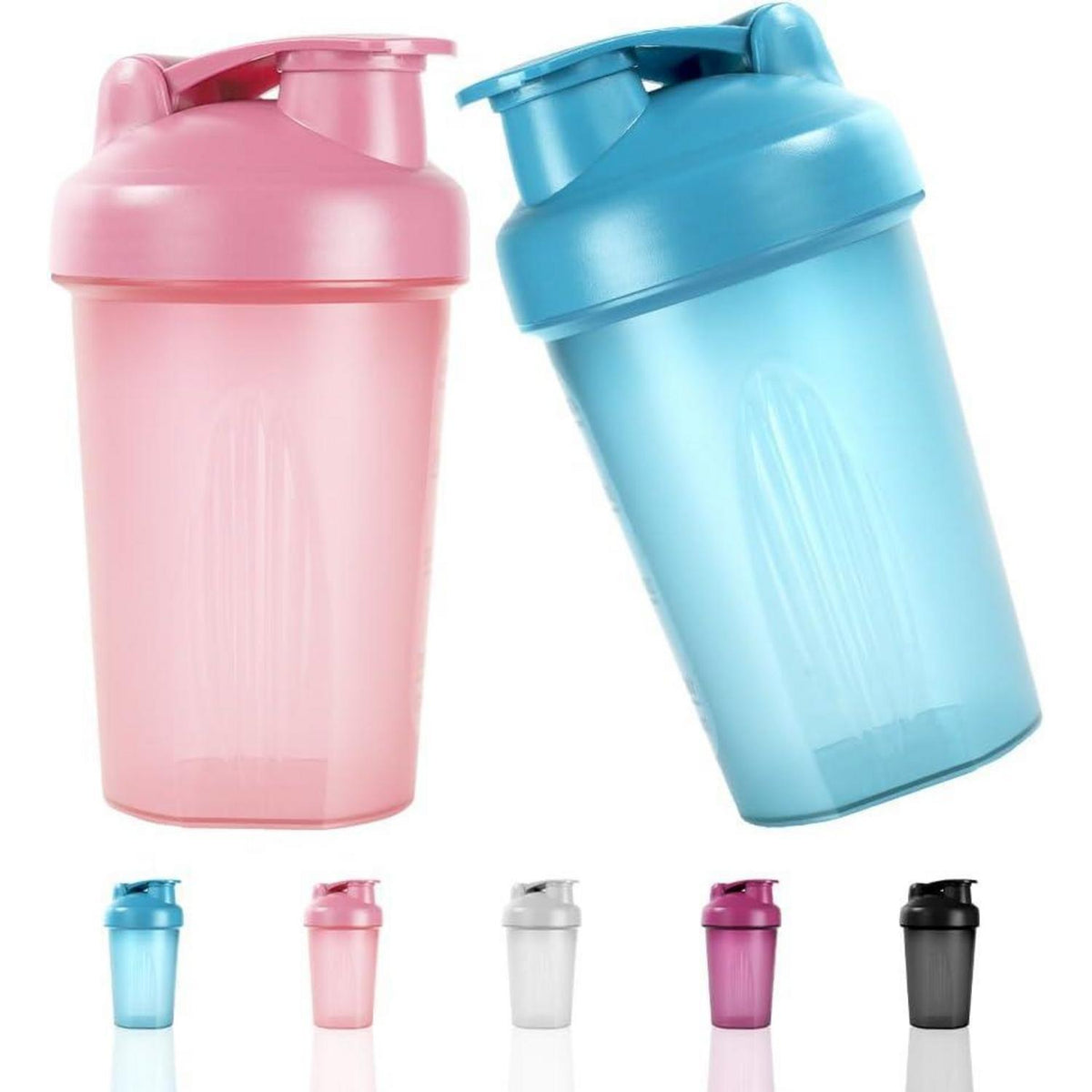 Protein Shaker 500ml mit Messskala, BPA Frei, Blau+Rosa