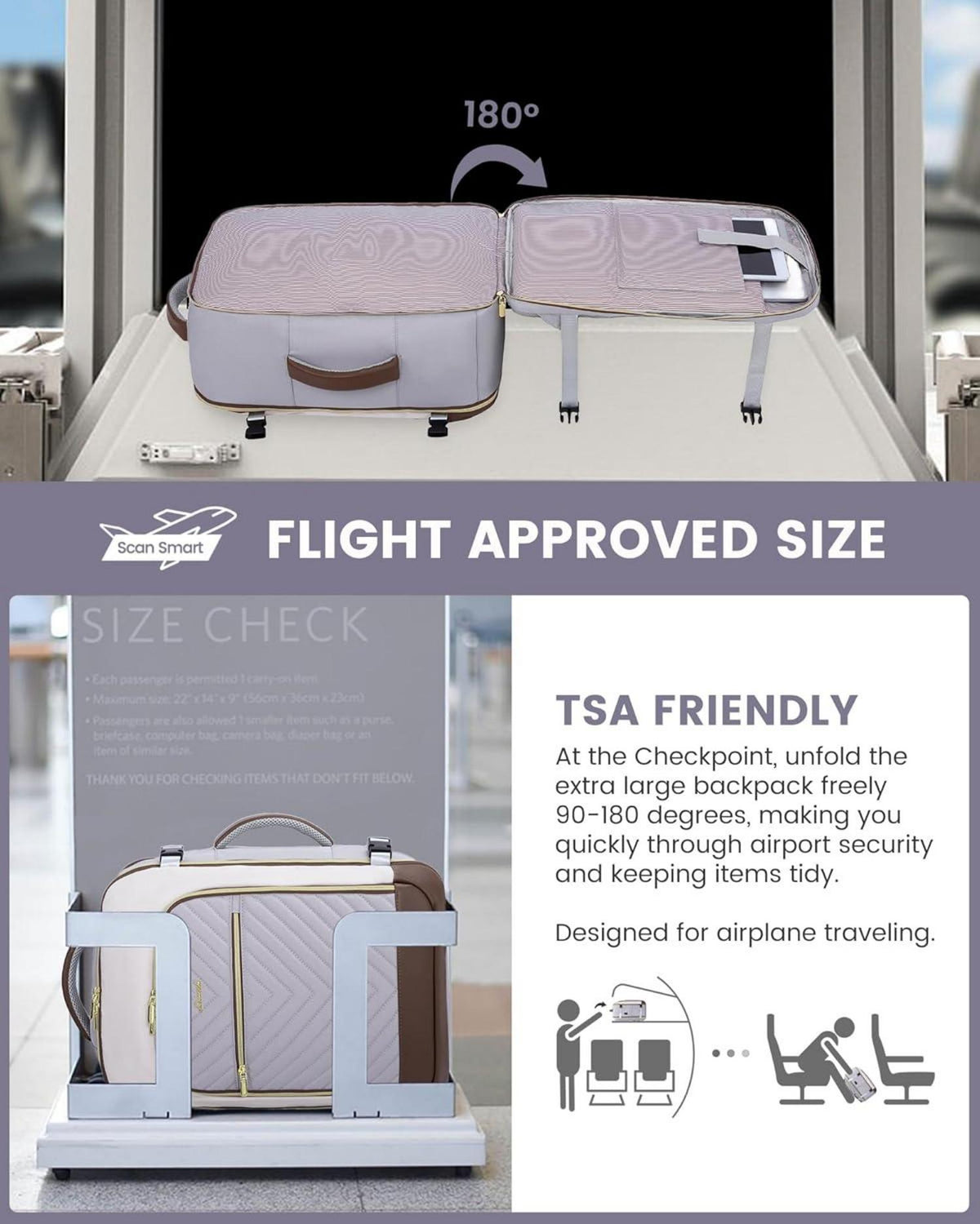 Reiserucksack Handgepäck Flugzeug 17.3 Zoll Laptop Damen