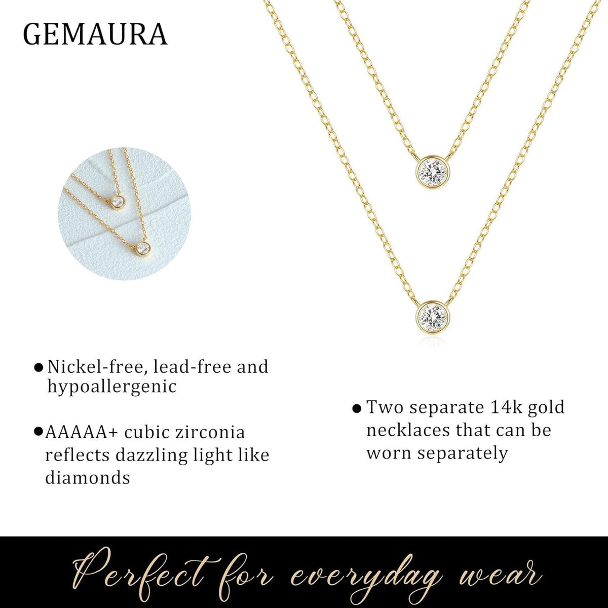 Layering Halskette Damen 14K Vergoldet Silberkette mit Anhänger Schmuck
