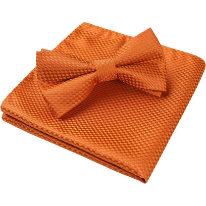 Herren Fliege mit Einstecktuch Set Orange Vorgebunden