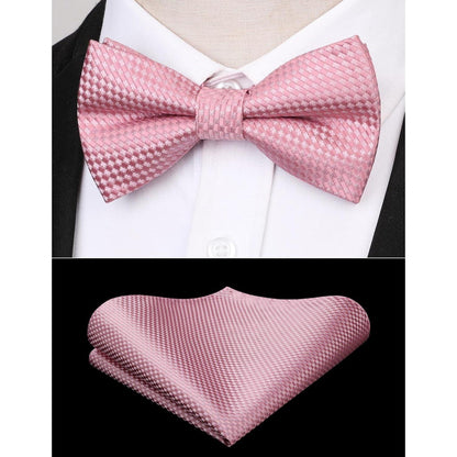 Herren Fliege mit Einstecktuch Set Rosa | Vorgebunden & Verstellbar