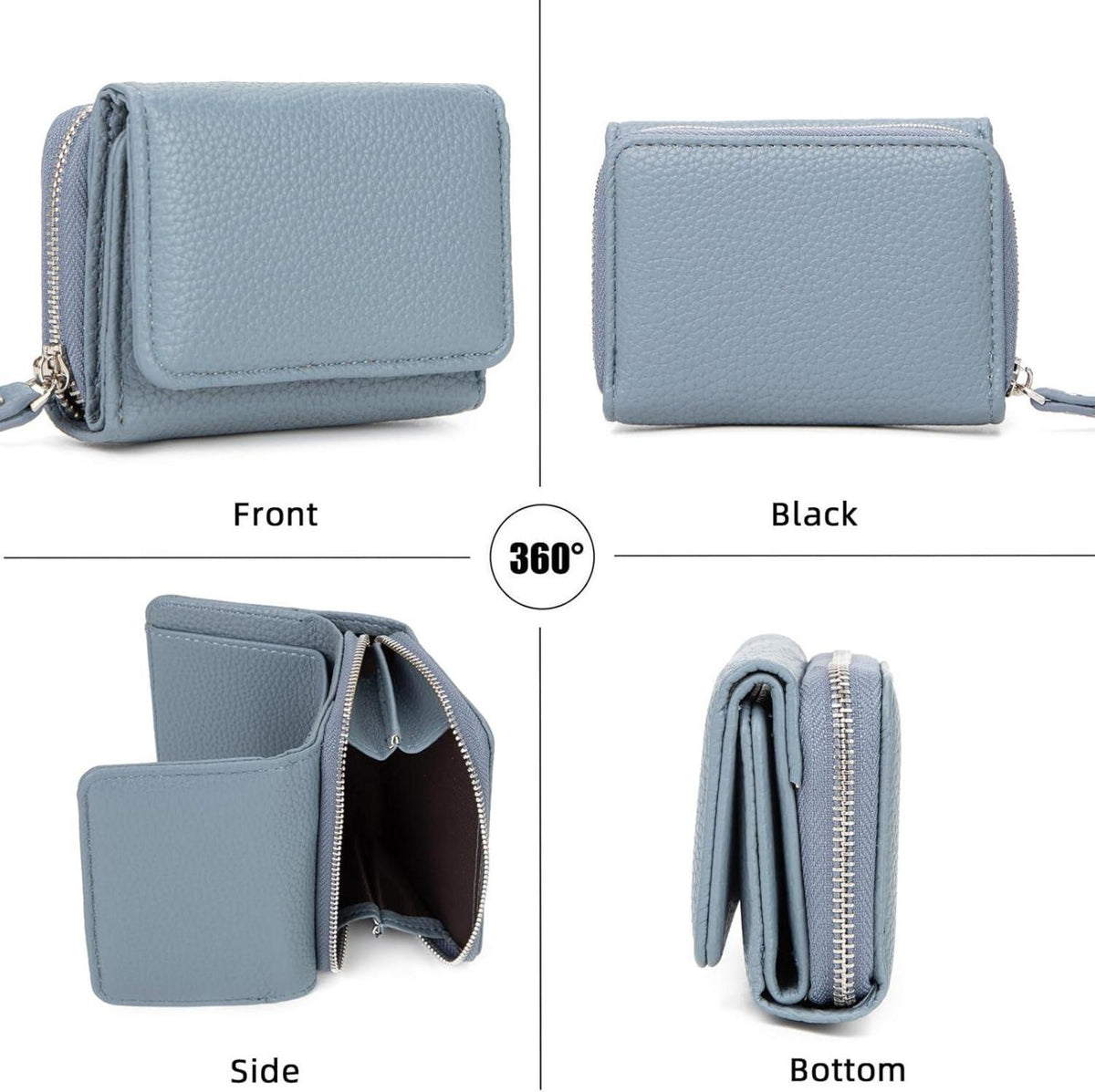 Damen Geldbörse Trifold Leder Kleines Portemonnaie mit 6