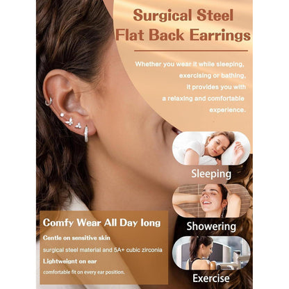 12 Paar Ohrringe Set Gold Silber | Edelstahl Piercing für Damen & Herren