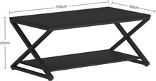 Kleiner Couchtisch Schwarz mit Stauraum Holz Metall 100x60cm
