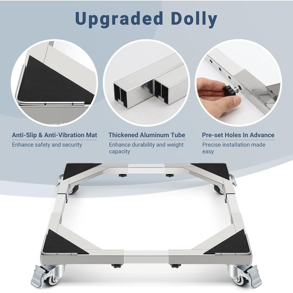 Verstellbarer Waschmaschinen Sockel mit Rollen (50-70cm)