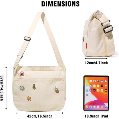 Captain Blues Canvas Messenger Bag mit Multi-Pockets, Damen
