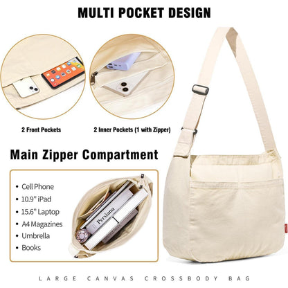 Captain Blues Canvas Messenger Bag mit Multi-Pockets, Damen