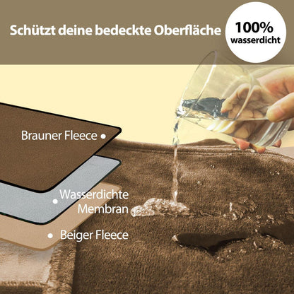 Wasserdichte Kuscheldecke 200x150cm Braun/Tan – Geschenk für Paare