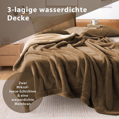 Wasserdichte Kuscheldecke 200x150cm Braun/Tan – Geschenk für Paare