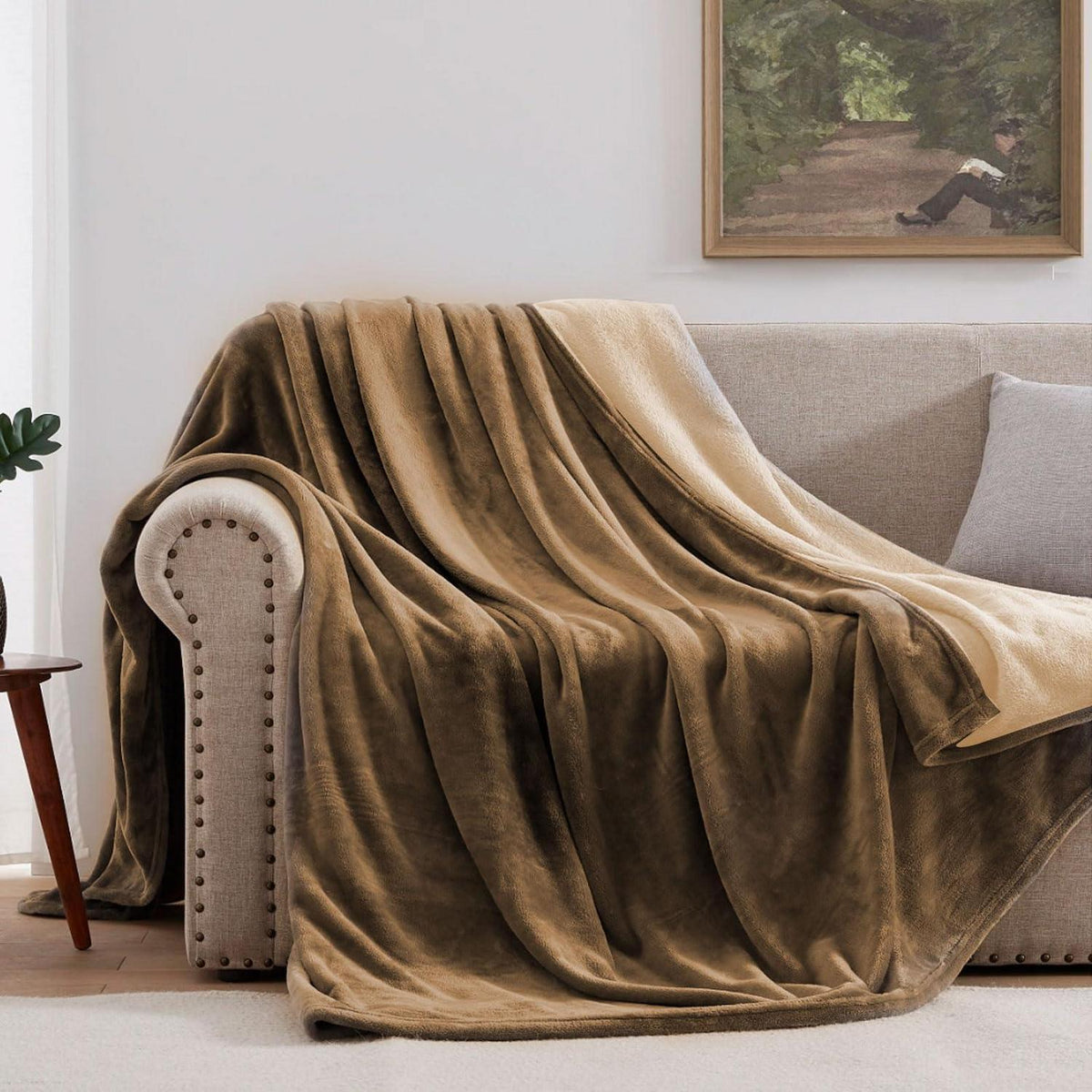 Wasserdichte Kuscheldecke 200x150cm Braun/Tan – Geschenk für Paare