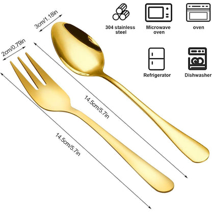 24 Edelstahl Kuchengabeln & Kaffee-Löffel Set – Spülmaschinenfest