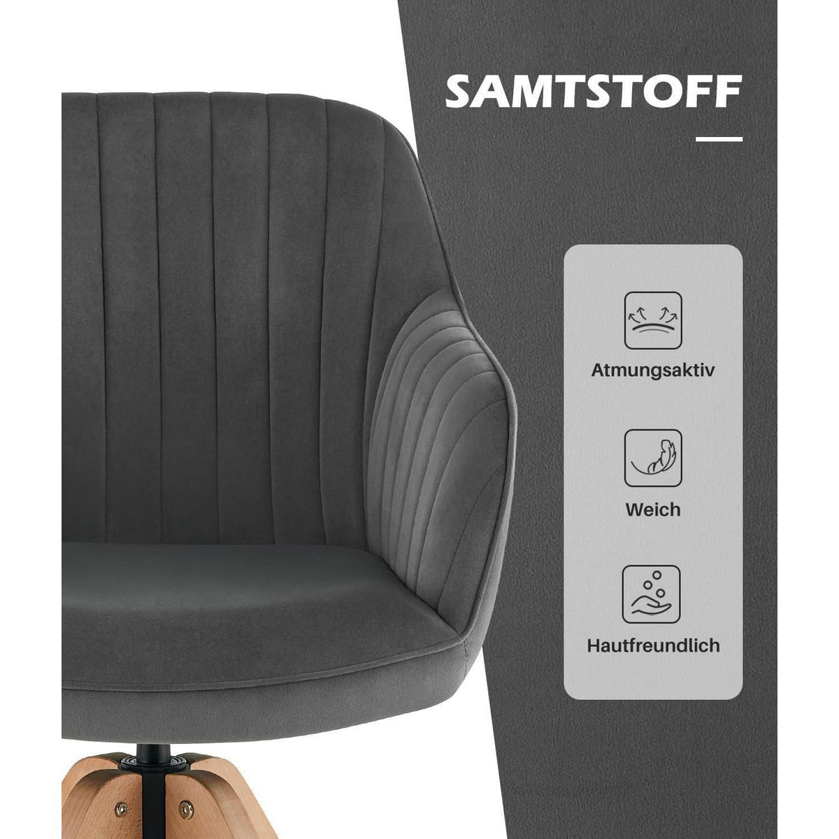 Drehbare Samt Esszimmerstühle 2er-Set mit Armlehnen