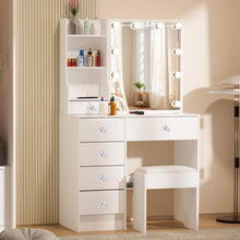 Schminktisch mit Beleuchtung und Hocker, Frisiertisch mit Lichtfarbe