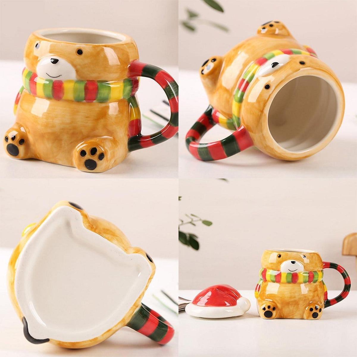 400ml Weihnachtstasse mit Bär & Deckel – Keramik Becher