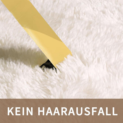 Hochflor Teppich Elfenbeinweiß 160x230 – Flauschiger Wohnzimmerteppich
