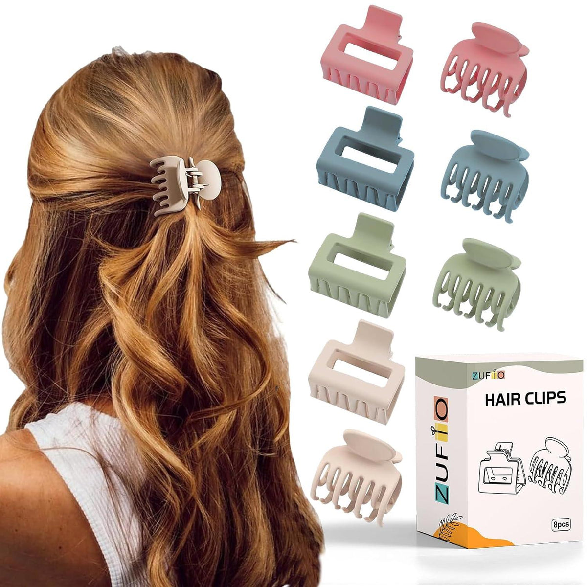 Haarspangen Damen 4er-Set rechteckige matte Klammern 1,5 Zoll