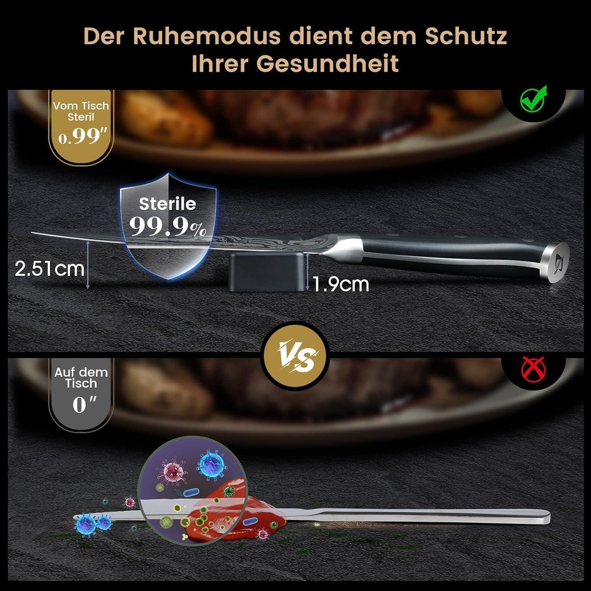 8-teiliges Steakmesser-Set aus Edelstahl mit Ablage
