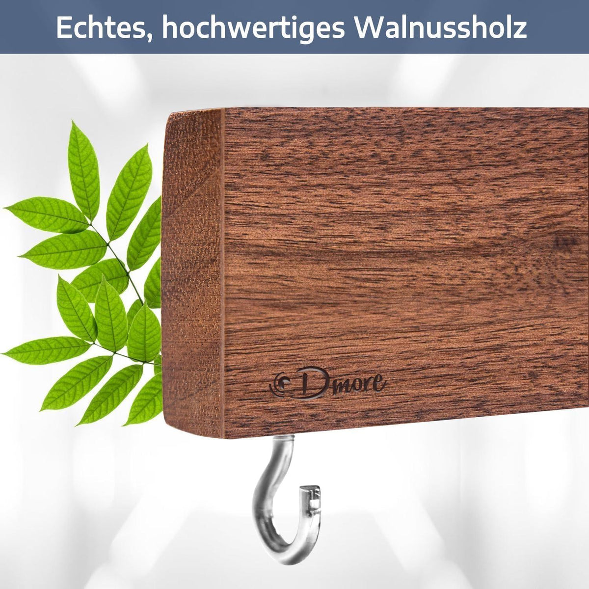 Magnetleiste Messer 40cm Walnuss Haken Magnetisch Utensilien