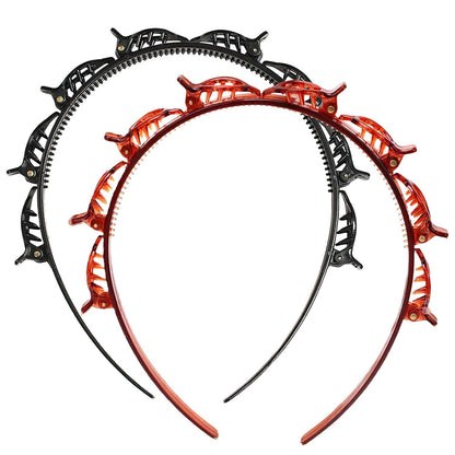 2er Set Haarreifen mit Clips, Double Bangs Hairstyle Hairpin