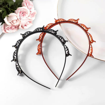 2er Set Haarreifen mit Clips, Double Bangs Hairstyle Hairpin