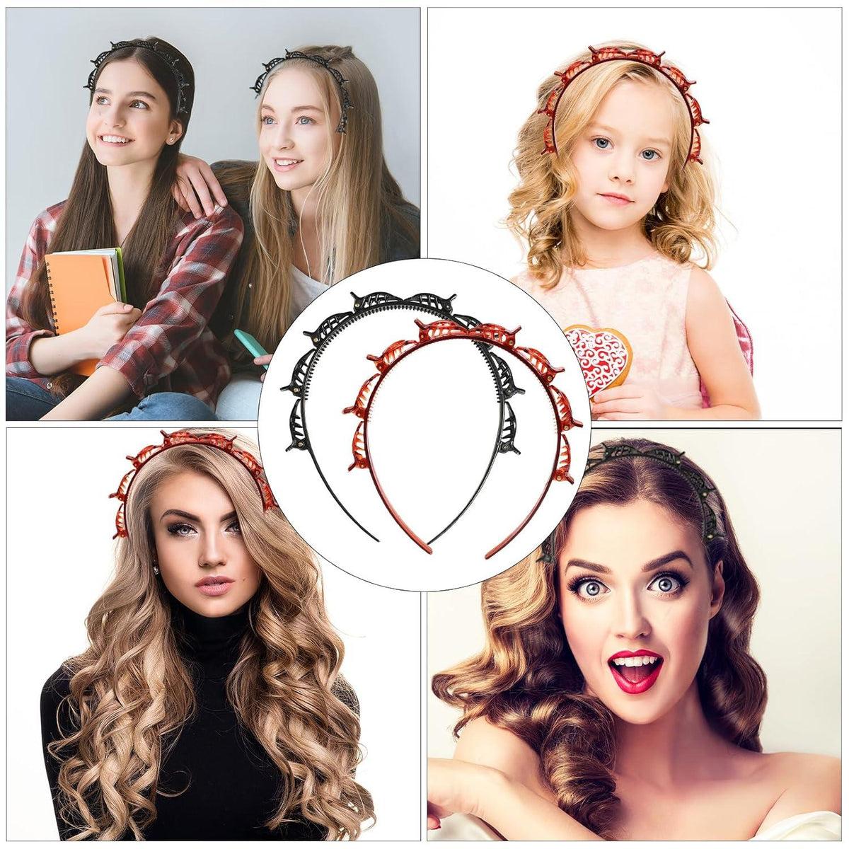 2 Stück Haarreifen Klammern Clips Double Bangs Hairstyle Hairpin Damen