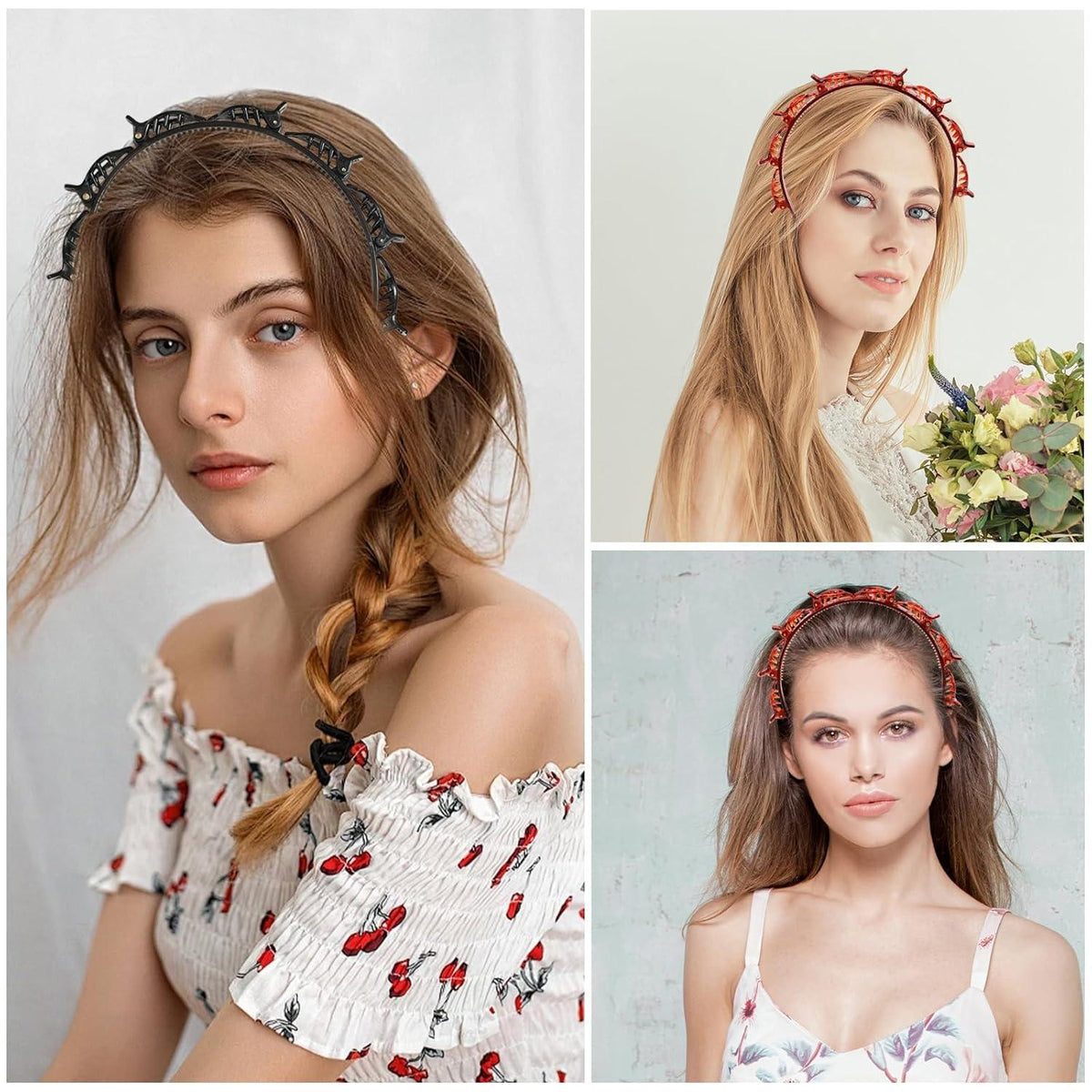 2er Set Haarreifen Hairpin Hairstyle Clips Schwarz Braun Haarschmuck