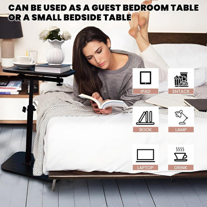 Höhenverstellbarer C-Tisch Beistelltisch für Couch & Bett Schwarz