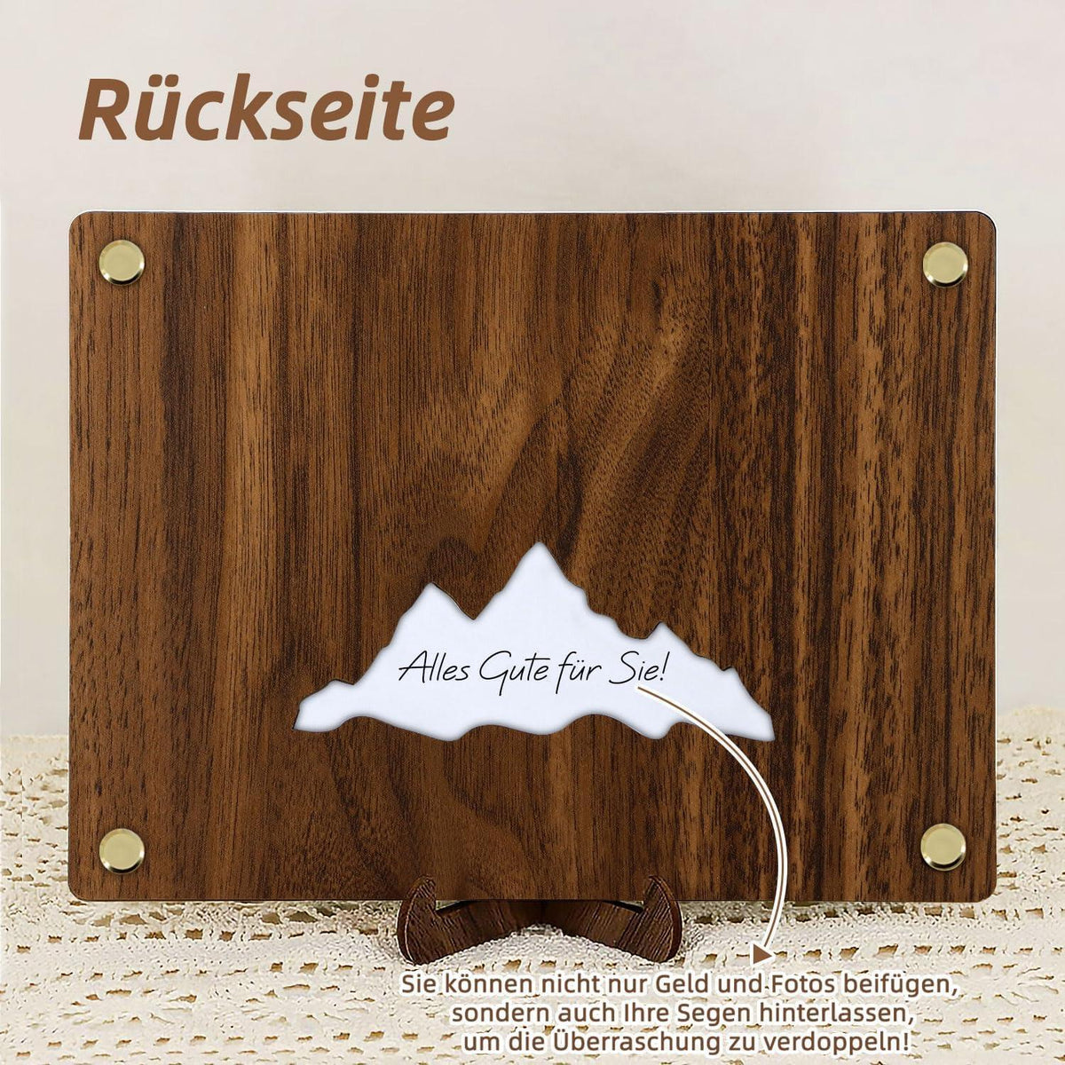 Geldgeschenk Hochzeit Holz Baum mit Hochzeitskarte